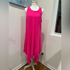 Torrid Vibrant Pink Asymmetrical Dress size 1 flowy beach summer soft and flowy